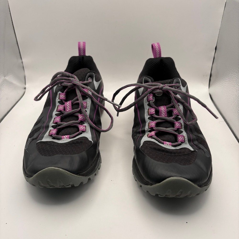Merrell Women Black Purple Trail Running Shoes Vibram Sole Hiking Sneakers